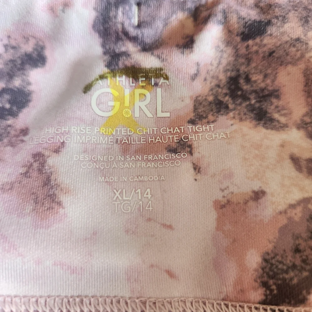 NWT Athleta Girl High Rise Printed Chit Chat Tights Leggings